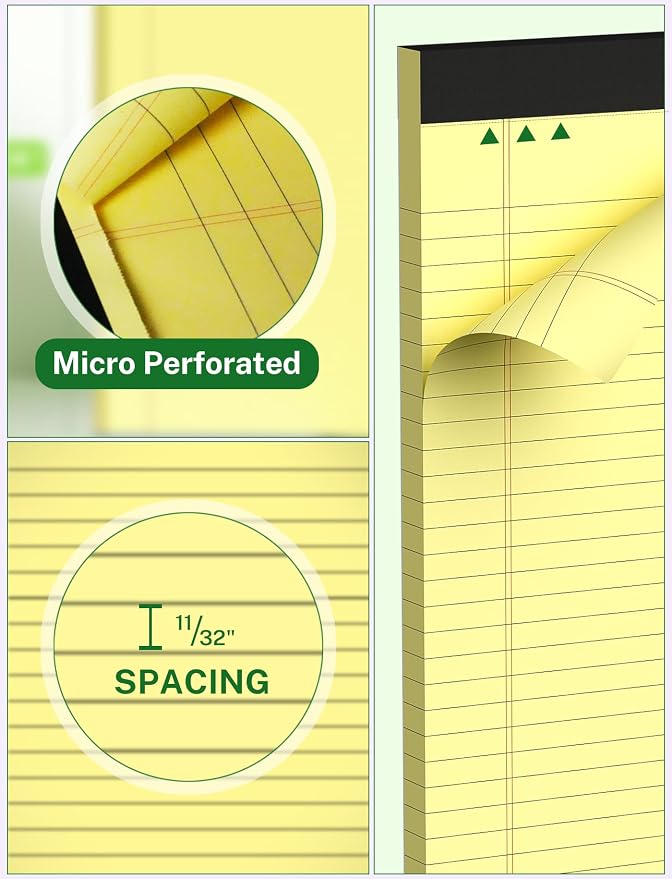 Zaviko Legal Pads 8.5 x 14, Wide Ruled Legal Pad, Yellow Paper 8.5 x 14