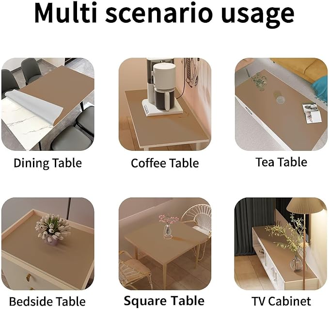 Zinkooat Leather Table Cover,1.8mm Thick,36x54 Inch Table Protector,Table Protector for Dining Room Table,Table Protectors for Rectangle Tables.(Khaki+Silvery,36x54)