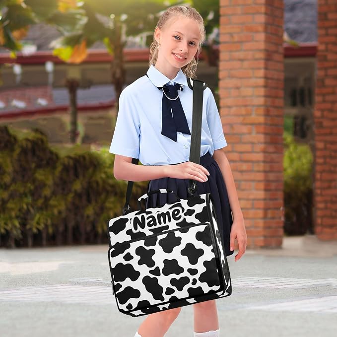 Custom Cow Print 3 Ring Binder Bag 1.5 inch Personalized Name Binder Organizer 500 Sheet Documents Storage for School Office