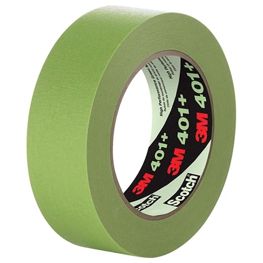3M High Performance Green Masking Tape 401+, 6 mm x 55 m, 96 Rolls per case Bulk | 6.7 mil, Superior Adhesion, Clean Removal, Highly Conformable, Paint-Bleed Resistant