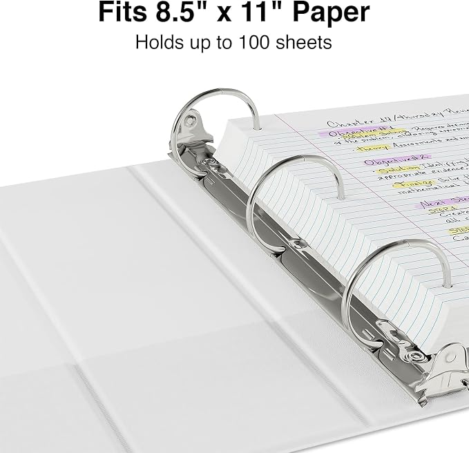 Staples Economy 1/2-inch 3-Ring View Binder, White, 3/Pack