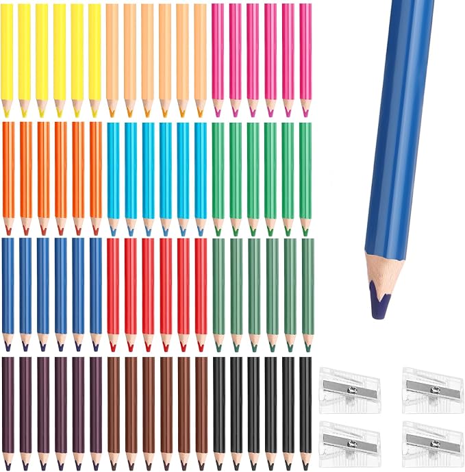 Spakon 96 Pcs Colored Pencil Bulk, 12 Colors, 3.5 Inch Short Fat Pencil