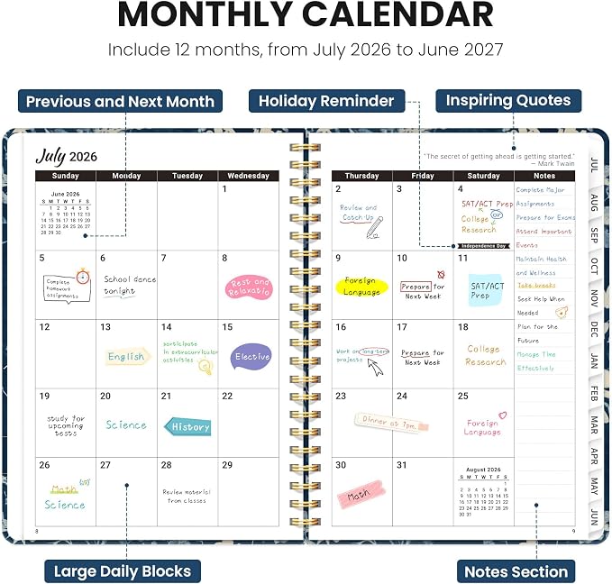ZOTIA Planner 2026-2027 Weekly & Monthly Calendar Planner Jul 2026-Jun 2027