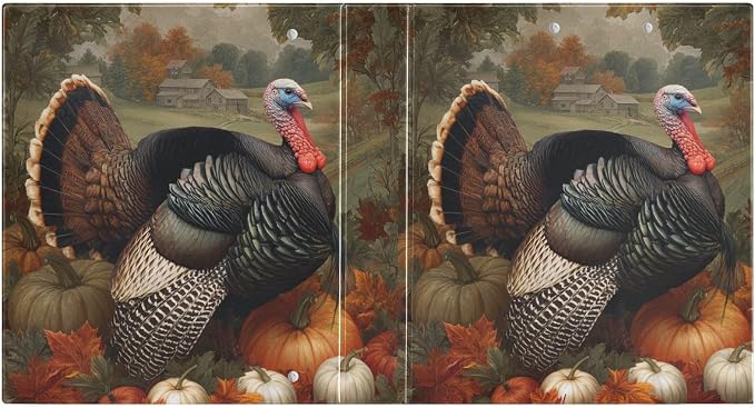 Turkey and Pumpkin Vintage Harvest Binder 3 Ring 1.5 Inch Binder with Clipboard&Pockets, Hardcover Binders Heavy Duty Large File Folder for Office School Supplies - Holds 200 Sheets