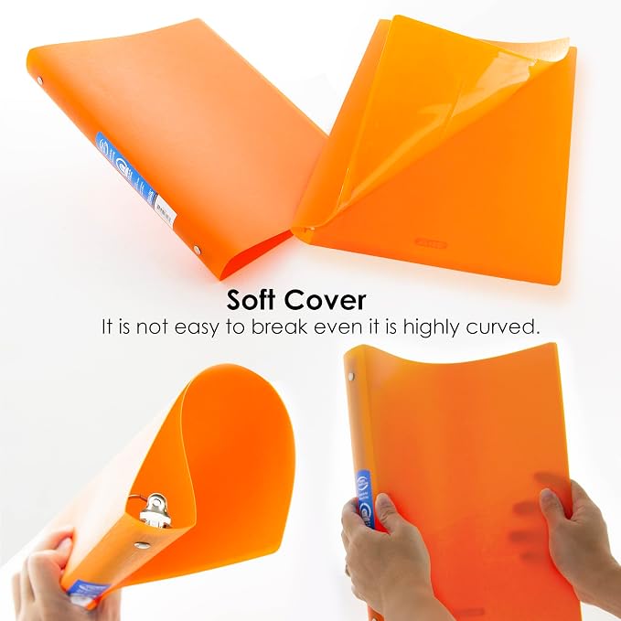 BAZIC Products 1" Bright Color Poly 3-Ring Binder, 1 Pocket, 48-Case | round rings, 1 in bright color poly 3-ring binder, 1 inside pocket, holds up to 175 sheets, Durable poly