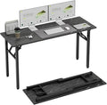 TEMI Small Computer Desk Folding Table - 55.1" Foldable Office Desk, No Assembly, Perfect for Small Spaces in Bedroom, or Apartment, Portable Mini Desk or Study Table Compact Design, Marble Greige