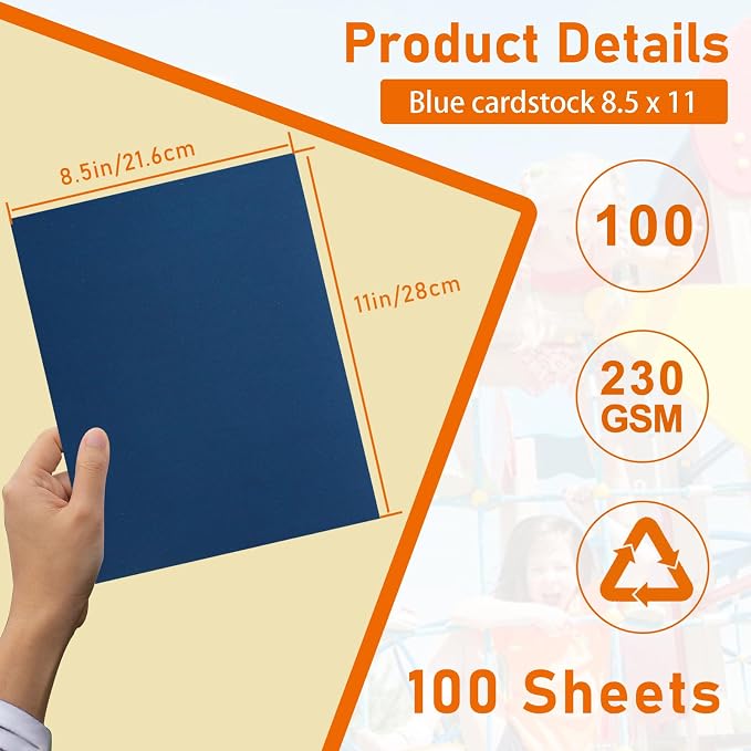 Guakicae 100 Sheets Dark Blue Cardstock 8.5 x 11 Crafts Paper 80lb | Premium Blue Card Stock for Wedding Invitations, Scrapbooking, Memus, Cards Making, Festival blessings