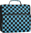 Black Blue Checkered Pattern 3 Ring Binder Bag 1.5 inch Binder Organizer with Zipper Shoulder Strap 500 Sheet Documents Storage for School Office