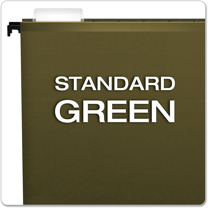 Pendaflex SureHook Reinforced Hanging Folders, Letter Size, Standard Green, 20 per Box (8-1/2 x 11)