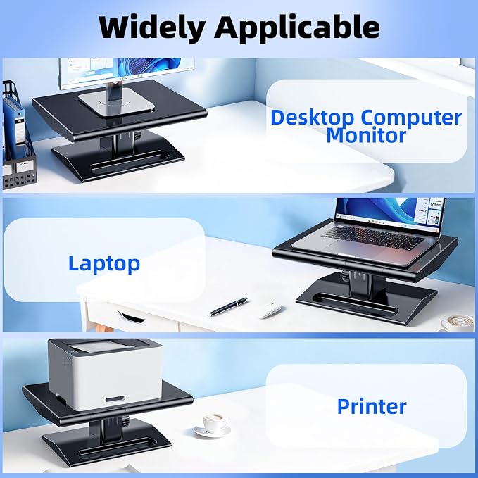 Ergonomic Height Adjustable Monitor Stand Riser,with Hidden Drawer | Knob Height Adjustment, Desktop Organizer for Home & Office Workspace, with Phone Holder & Pen Slot