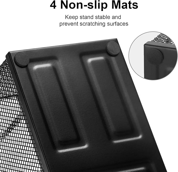 Comix 6 Packs Mesh Pen Holder, Desk Organizer for Home Office, Black | 3 Compartment Pencil Holder, Sticky Notes Holder, Pen Organizer Office Supplies