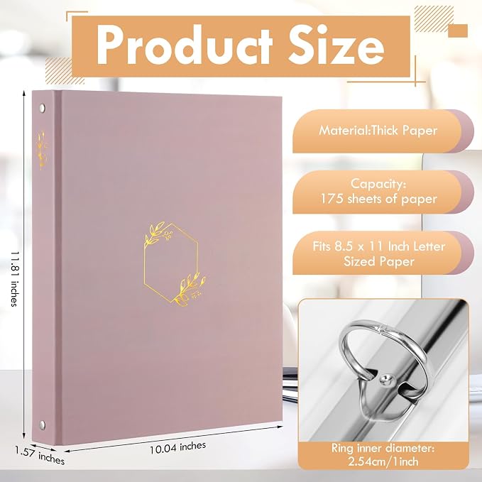 Sayglossy 4 Pcs Aesthetic 3 Ring Binder Sturdy 1 Inch Cute Binder Fits 11" x 8.5" Letter Sized Paper for Women Men School Office Home Supplies Work Organize Paperwork, 4 Colors(Morandi)