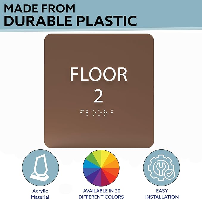 Burgundy ADA Floor 2 Sign with Braille – Made from Durable Acrylic and Ready to Mount