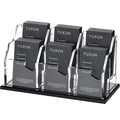 YUXUN Business Card Holder for Desk Vertical 2 Tier 6 Slot ,Black Acrylic Business Card Display Stand for Men & Women,Desktop Business Card Organizer for Office Home Exhibition, 300 Card Capacity