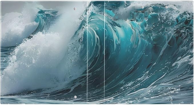 JIPONI 3 Ring Binder Large Ocean Wave 1 Inch Round Binders for Men Women Students, Cute File Organizer for Office School, 1pc