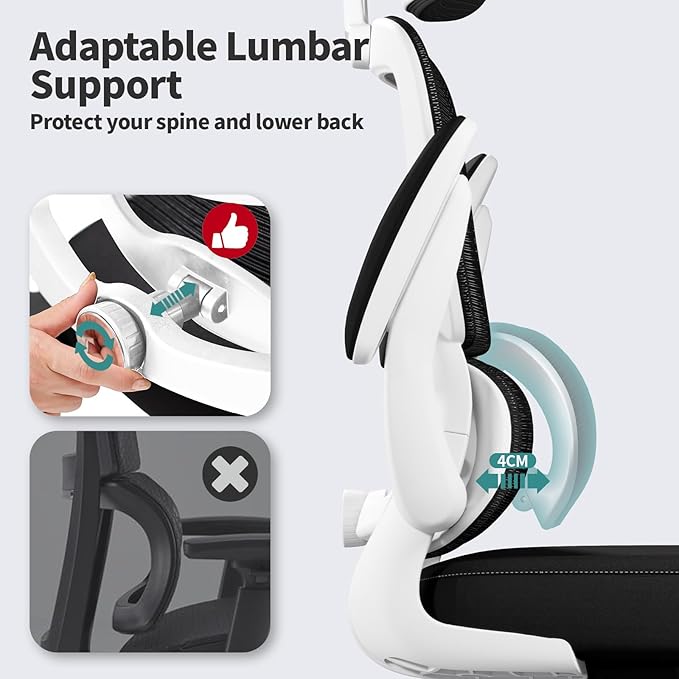 TRALT Office Chair Ergonomic Desk Chair - Gaming Chair with Lumbar Support | 330 LBS Home Office Desk Chairs with Headrest, Reading Chair with Flip-up Armrests, Comfortable Computer Chairs (1, Black)