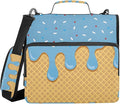 3 Ring Zipper Binder with Shoulder Strap Blue Ice Cream 1.5 inch Binders Keeper Large Capacity Multi Pockets for School Office Supplies