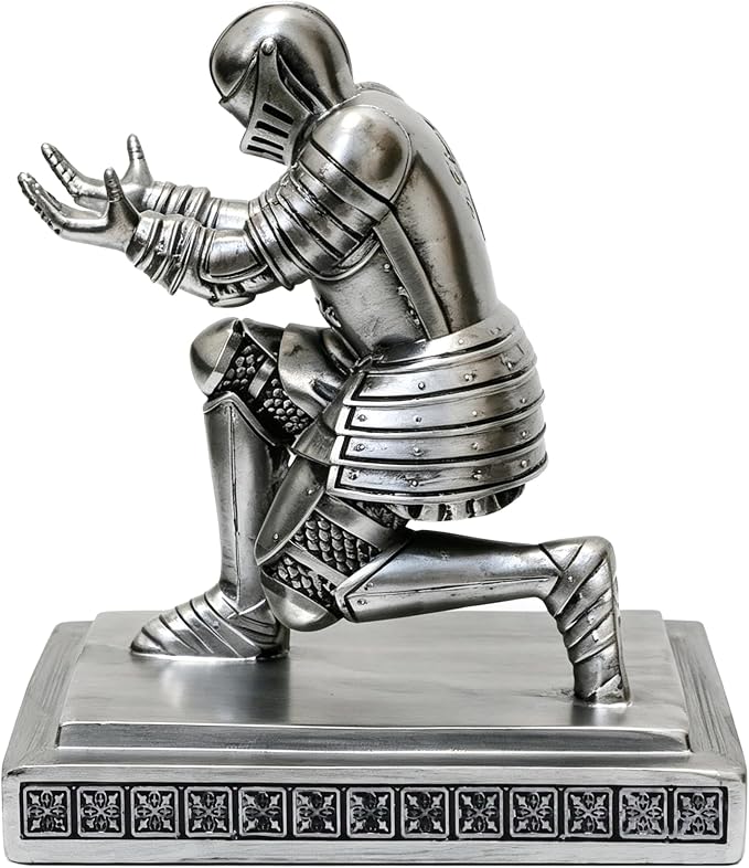 Soldier Executive Knight Pen Holder Personalized Desk Organizers Silver | Desk Accessory Pen Stand for A Gift - Decorative Resin Pencil Holders Desk Organizer For Men