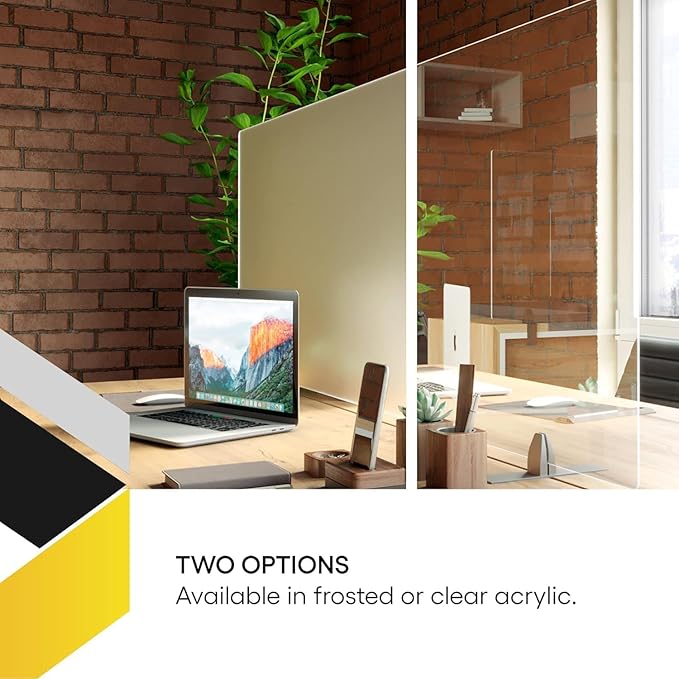 OBEX Acrylic Free Standing Screen, Divider for Desk Privacy Home & Office Partitions for Table Top Workstation, Portable Cubicle Panel for Work, 12" x 36", Frosted