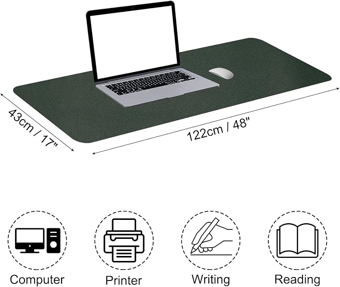 PATIKIL Desk Mat, 48x17 Non-Slip Waterproof PU Leather desk Pad, Dual Sided for Office & Home, Dark Green