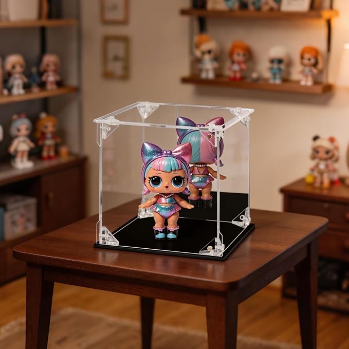 Display Case for Collectibles Assemble Clear Acrylic Box Alternative Glass Case for Display Action Figures Home Storage Organizing Toys (Internal dim 5.5X5.5X5 inch)