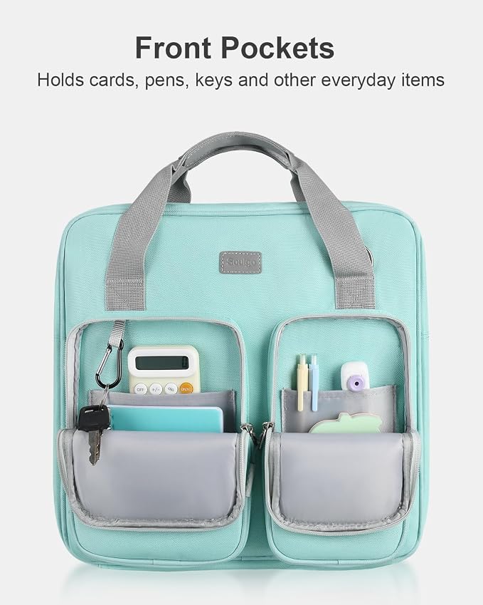 3 Inch Zipper Binder 3 Ring with Shoulder Strap & Multi-Pocket | Binder with Zipper Holds Up to 700 Sheets for Office School, Compatible with 13” MacBook Laptop ipad, Light Blue