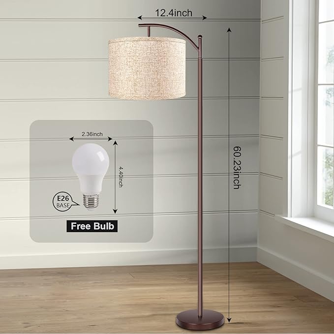 Floor Lamp for Living Room, 4 Color Temperature LED Floor Lamp with Remote Control & Foot Switch, LED Bulb Included, Modern Standing Lamp for Bedroom, Study Room, Office - Oil Rubbed Bronze