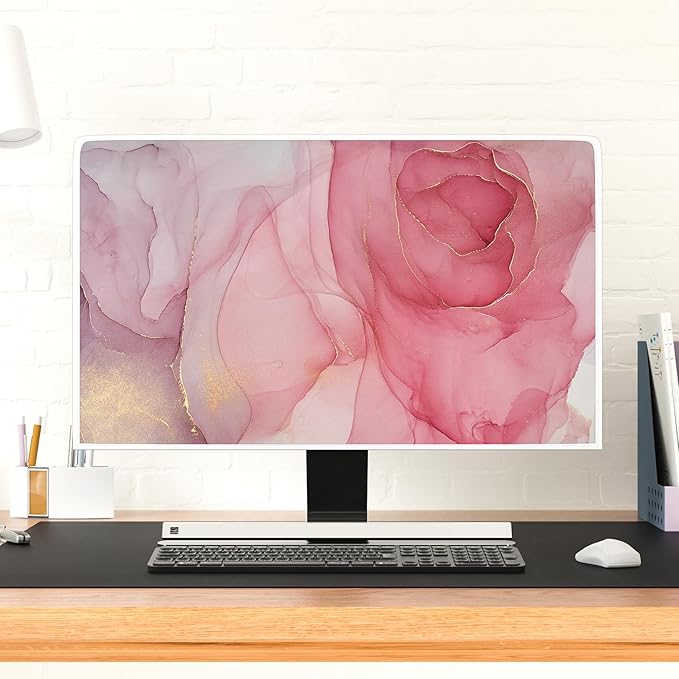 Baocicco Abstract Waterproof Television Cover with Pink Marble Design 50, 51, 52 Inch Full Body Cover for TV Screen Weatherproof Dust-Proof TV Screen Covers Sleeve Compatible with LED OLED Desktop