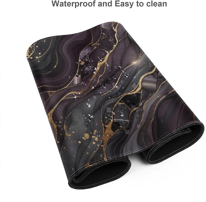Large Mouse Pad 31.5x15.7 Inch Purple Marble Gold Foil Desk Mat XL | Aesthetic Purple Marble Design with Gold Foil,XL Keyboard Mouse Pad with Non-Slip Rubber Base for Home Office & Computer