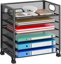 Simple Trending 6-Tier Paper Tray Organizer, File Organizer for Desk, Black | Letter Tray Holder with Handle. Sturdy Metal Frame. Non-slip Feet. Black for Office Home School. 13"L x 8.75"W x 14.6"H