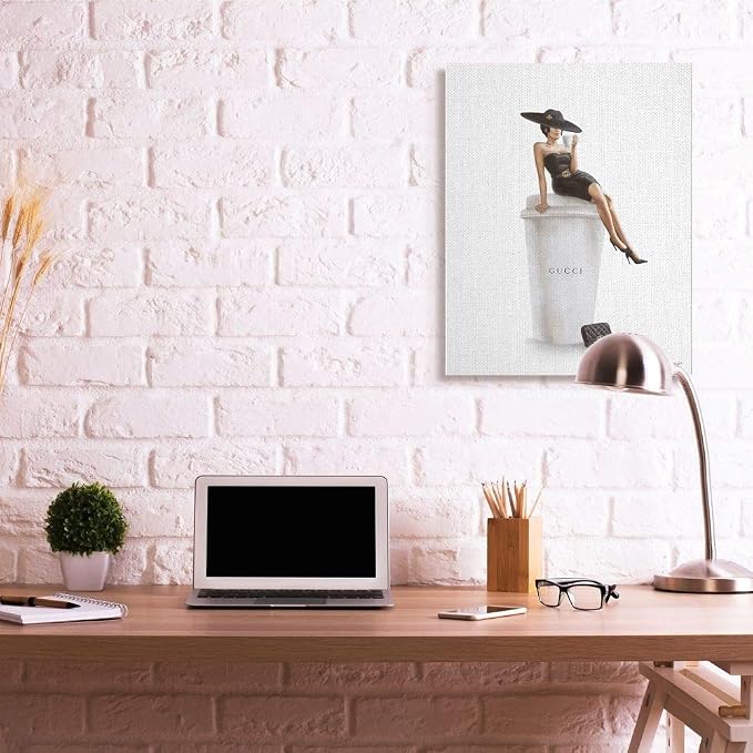 'Fashion Female Pose on Coffee'| Canvas Art | Stupell Industries | 30 x 40 Inches, Easy to Hang and Sturdy, Made in USA, by Ziwei Li