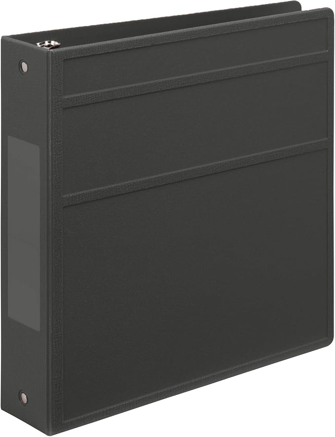 Carstens 2-Inch Heavy Duty 3-Ring Binder - Side Opening, Charcoal Gray, Durable Plastic, Precision No-Gap Rings, Waterproof Covers, No Pockets, Holds 300 Letter Sheets, BPA-Free, Made in USA (5821-3R)