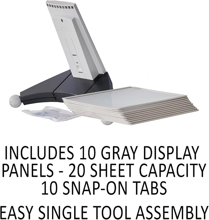 Durable Desktop Reference System with 10 Double-Sided Panels - Letter-Size 8.5" x 11" Inches - Gray SHERPA Design - Desk Reference Organizer