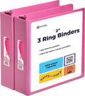 2 Inch Binder (2 Pack) Pink 2 Inch 3 Ring Binder, Clear View Cover with 2 Inside Pockets, Three Ring Binders for Home, Office and School Supplies - Enday