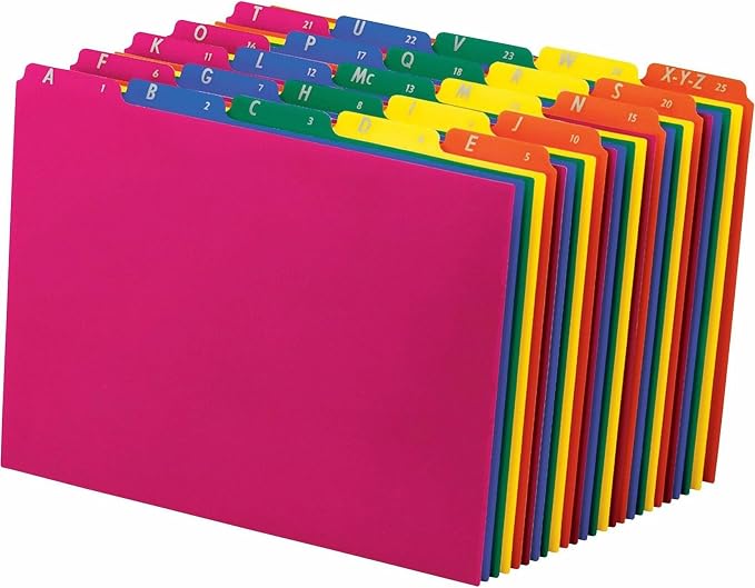 Pendaflex 40142 Top Tab File Guides, Alpha/A-Z 1/5 Tab, Polypropylene, Letter (Set of 25)