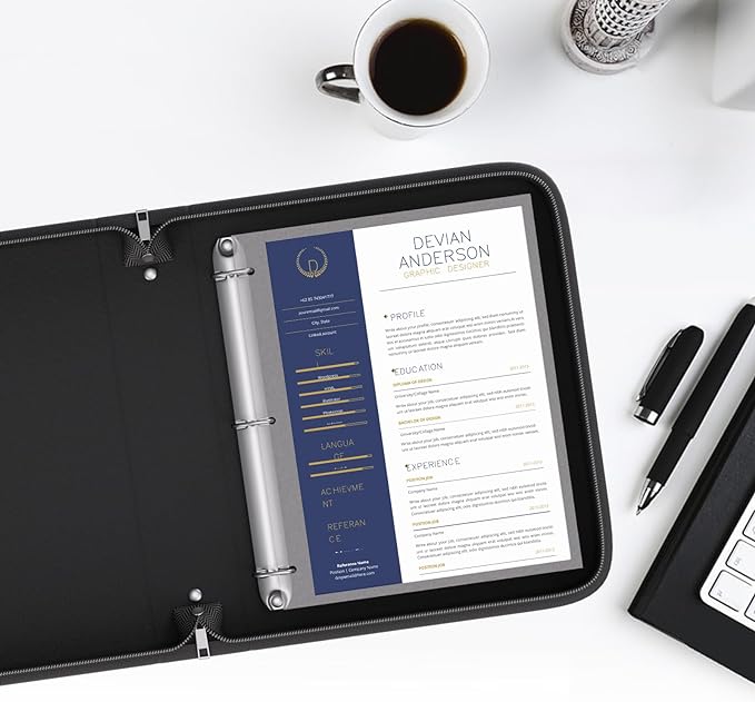 Fireproof 3 Ring Binder with Zipper, 2.5" D Rings Holds 650 Sheets | Fits Letter Size,Compatible with Clear Page Protectors,Built-in Net Pouch Pen Holder,Portable Safe Storage,1 Pack,Black
