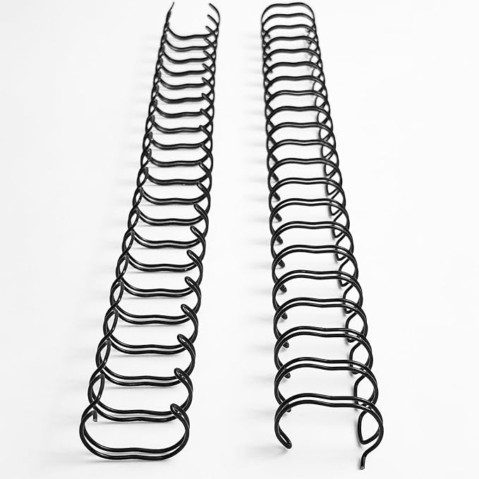 Metal Double Loop Wire Binding Spines, 9/16 Inch, 2:1 Pitch, Black 50 Pack | Wire Binding Spines for Letter Size, 21-Loop, 120 Sheet Capacity, for Reports, Manuals and Projects