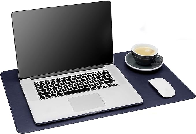 Gallaway Leather Desk Mat - Office Writing Desk Pad, Medium 24" x 14" Navy Blue, Gift Ready Elegant Computer Desk Cover Protector