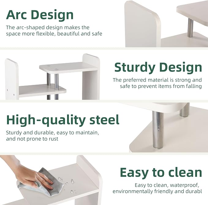 Desktop Organizer,Office Storage Rack,Wood Small Bookshelf,White | Display Shelf,Office Shelf,Desk Organizer Small Tabletop Hutch for Office,Dorm,Living Room,Counter Top