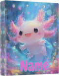 Custom 3 Ring Binder Shiny Axolotl 1.5" Round Ring Binders Personalized Name View Binder with 200 Sheet for Kids School Supplies Women Men Office, 1 Pack