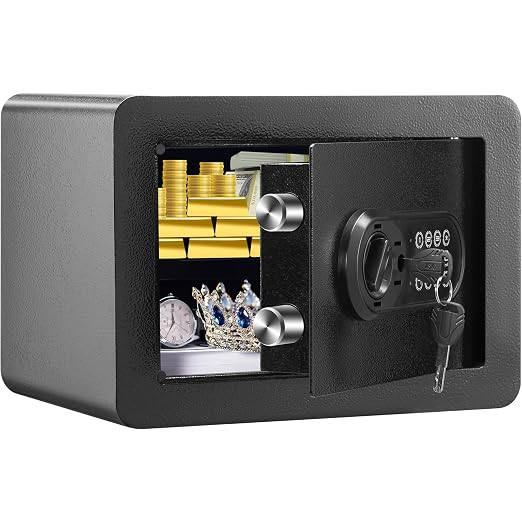 VEVOR Safe 0.5 Cubic Feet Steel Security Safe with Digital Keypad and 2 Keys, Wall-Mounted Cabinet Safe Protect Cash, Gold, Jewelry, Documents for Home, Hotel, 13.8 x 9.8 x 9.8 inches