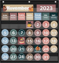 Boczif Monthly Classroom Calendar Pocket Chart (Black)