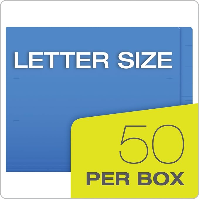Pendaflex H10U13BL Reinforced End Tab Expansion Folder, Two Fasteners, Letter, Blue (Box of 50) (Pack of 5)