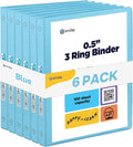 Enday 1/2 inch Binder 3 Ring Binder (6 Pack - Blue) O-Ring Binder with Clear View Cover and 2 Inside Pocket - for Letter Size 8.5 x 11'' Paper, Ideal for School Supplies, Office, and Home