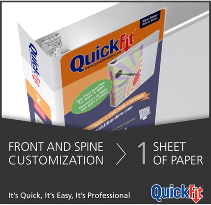 QuickFit View Binder, 3-Ring Binder for School or Office, D Ring, White, Single, 5 Inch