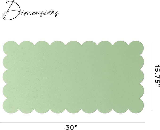 Orelle Scalloped Desk Mat | Vegan Leather Desk Mat for Keyboard and Mouse, Laptop, Makeup Vanity | Computer Desk Pad Mat | Office Desk Cover Mat | Desk Blotter Mat | 30 x 15” | Green