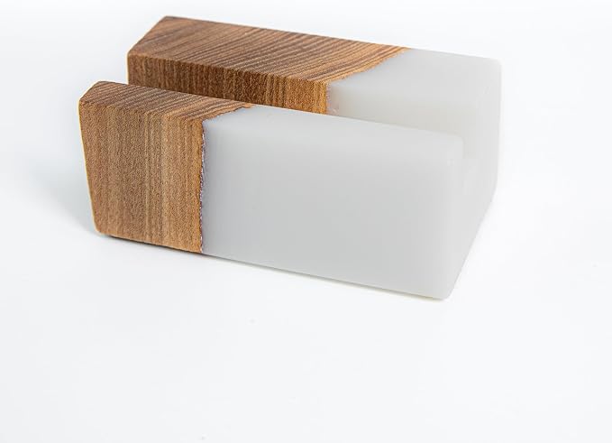 RWA Business Card Holder for Men & Women - Handcrafted Epoxy & Wood, Stylish & Durable Business Card Organizer, Premium Business Card Holders Desk Accessory for Professionals - ELEMENT, white