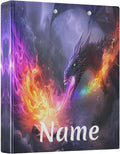 Custom 3 Ring Binder Dragon Spitting Fire 1.5" Round Ring Binders Personalized Name View Binder with 200 Sheet for Women Men Office Kids School Supplies, 1 Pack