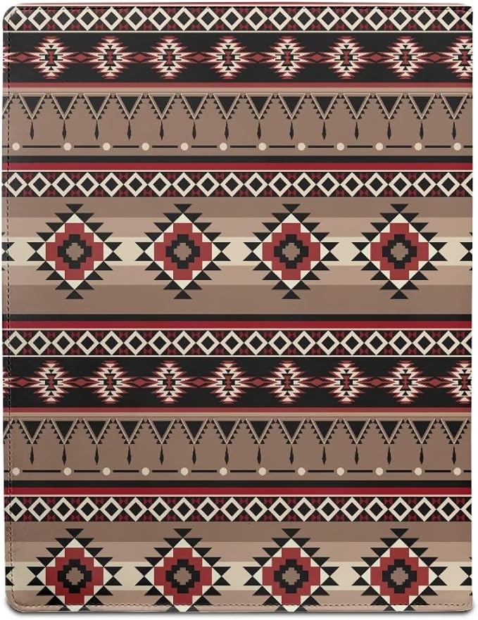 Dreaweet Indian Aztec Print Portfolio Leather Padfolio Binder for Women Men,Interview Resume Folder Legal Document Business Organizer Card Holder Letter Sized Writing Pad