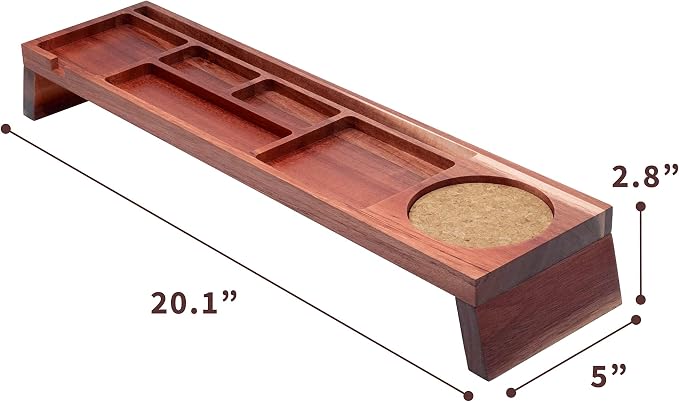 Linwnil Natural Wood Desk Organizer - Multi-Compartment Wooden Organizers for Home, Office, Cubicle Accessories - Table Caddy for Desktop and Workspace - Pencil Storage Tray
